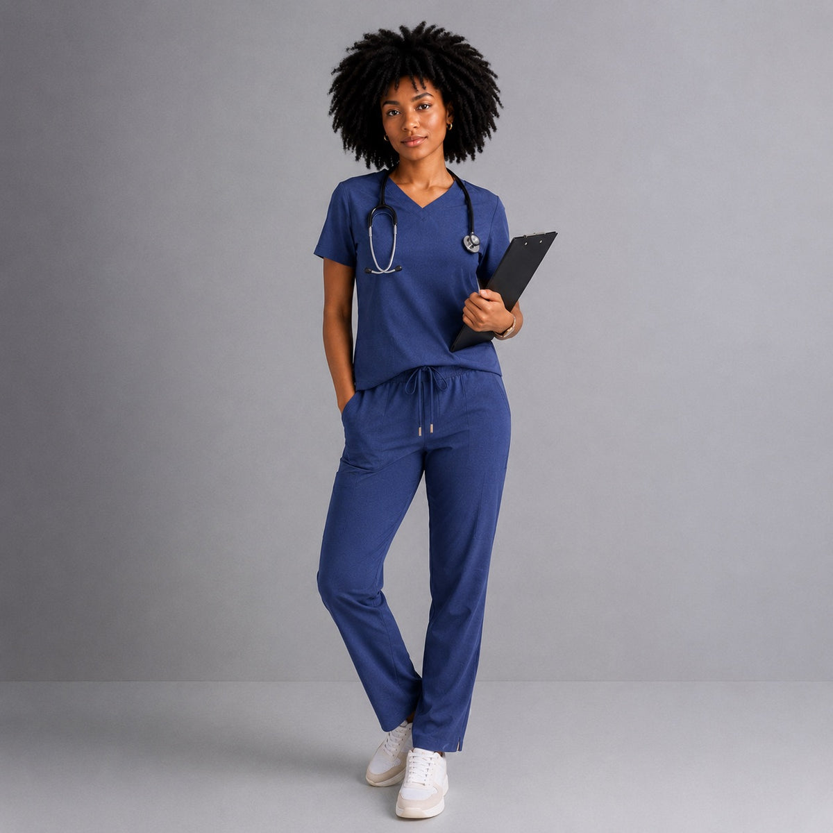 Scrub Feminino Mescla Azul Mar