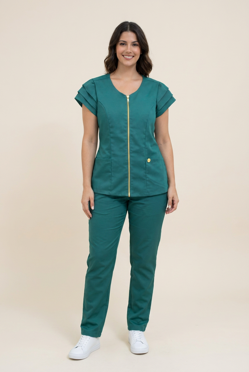 Scrub Feminino Gabardine Premium Verde Esmeralda