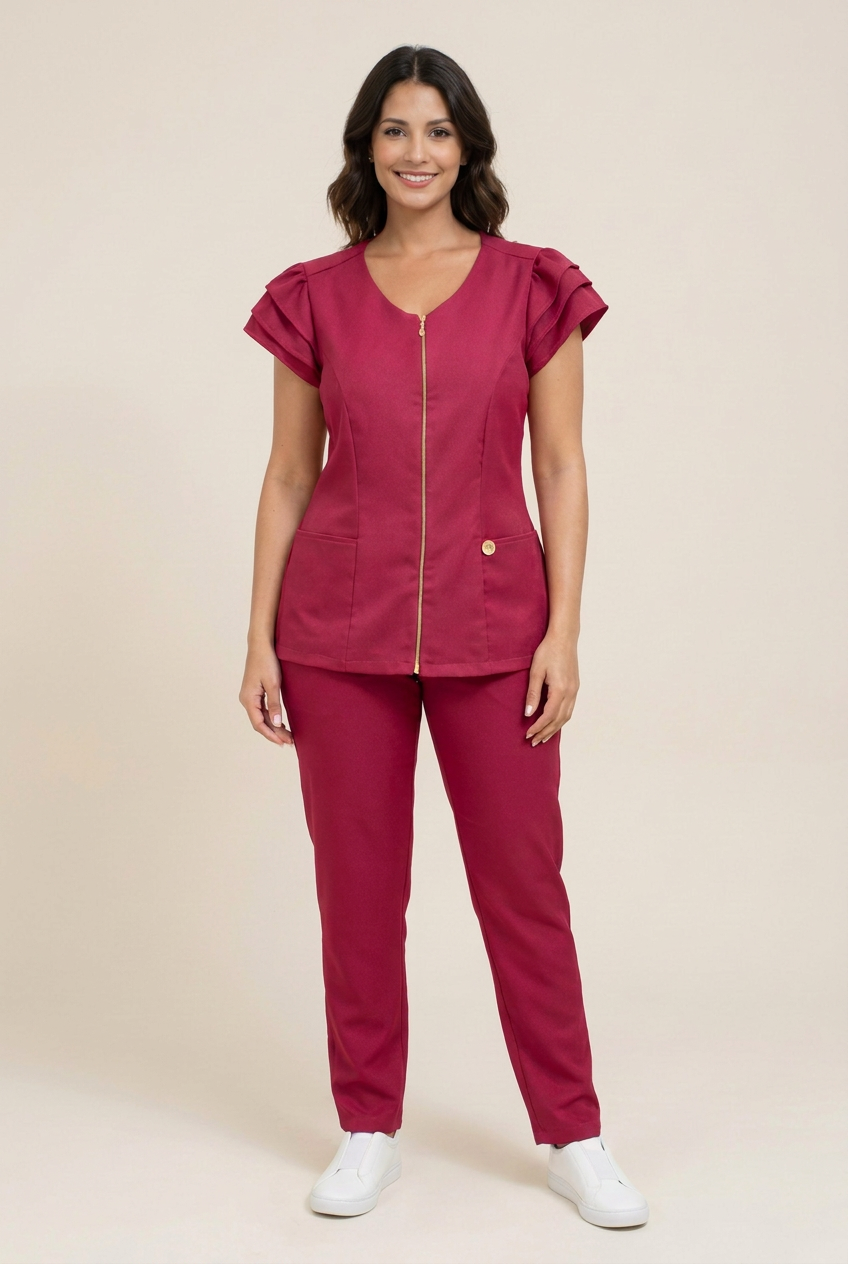 Scrub Feminino Gabardine Premium Marsala