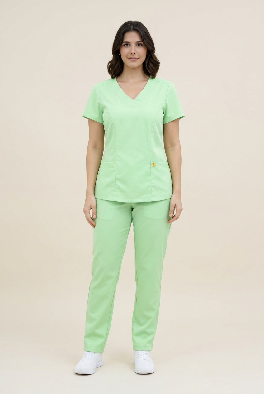Scrub Feminino Oxfordine Profissional Verde Bebê