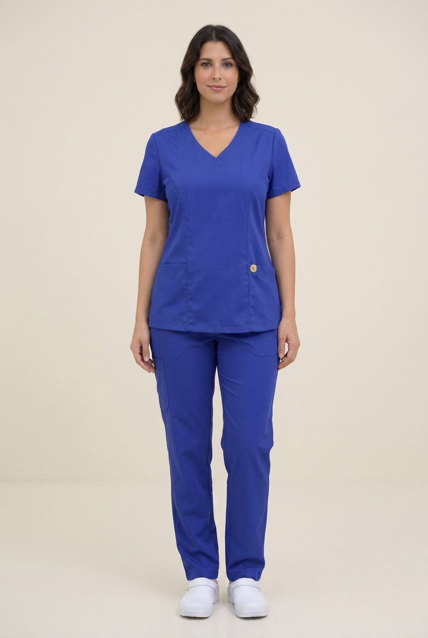 Scrub Feminino Oxfordine Profissional Azul Royal