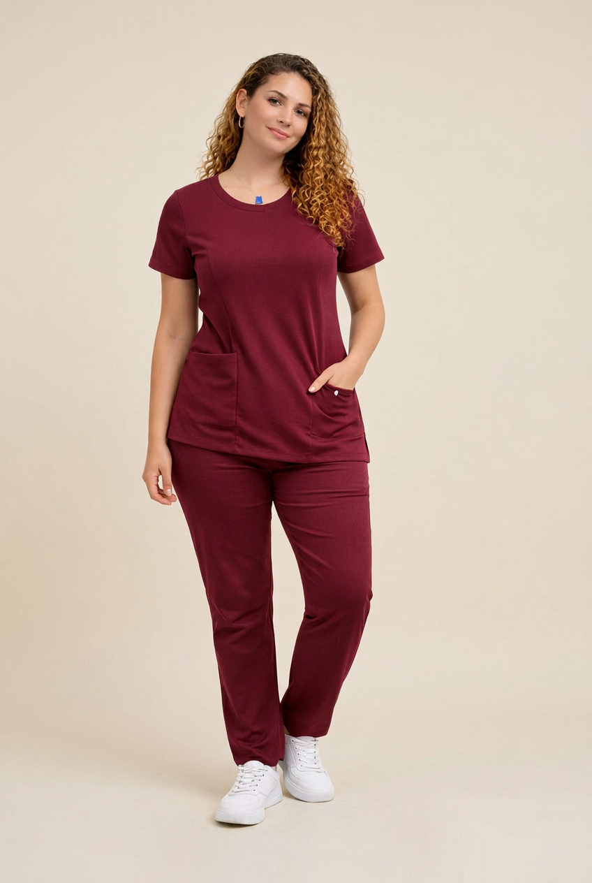 Scrub Feminino Malha Tecnológica Marsala